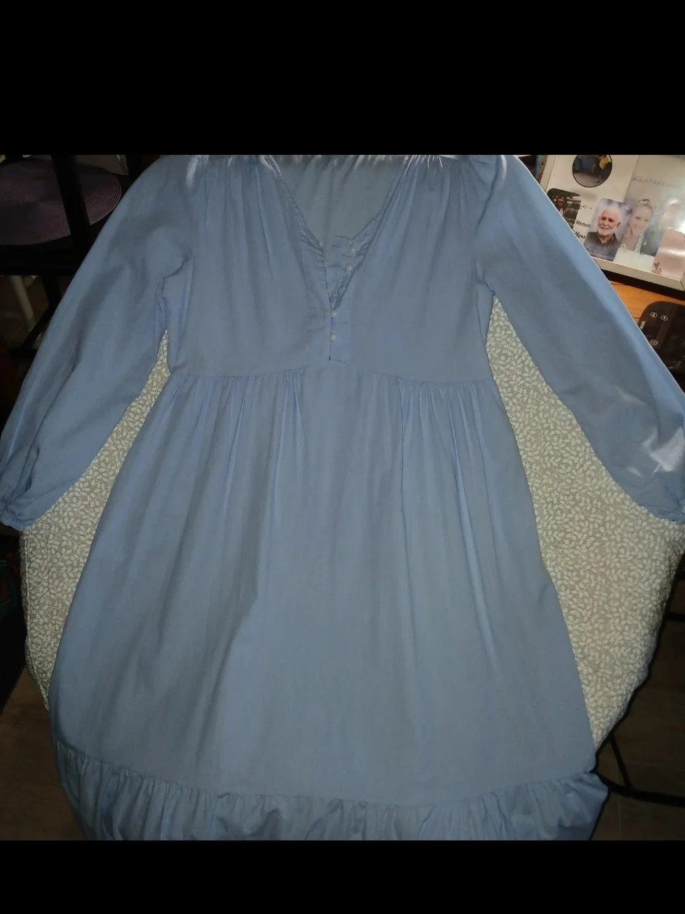 Misslook Brand Light Blue Long Sleeve Tiered Maxi Dress Sz Med. Versatile Gown